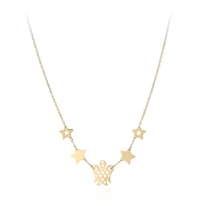 collana con angelo e stelle in oro 