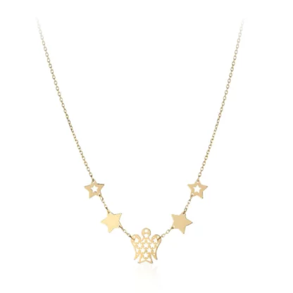 collana con angelo e stelle in oro