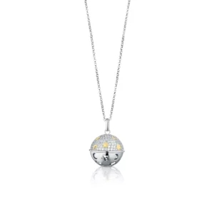 collana chiama angeli in argento bianco e giallo e zirconi