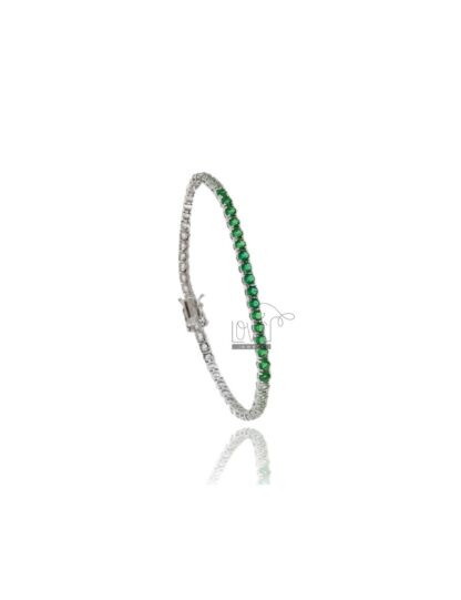 Bracciale tennis mm 3 in argento rodiato 925 % con pietre sfumate con il verde cm 18