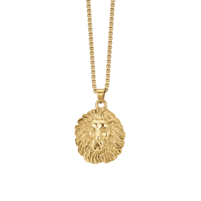 COLLANA UOMO IN ACCIAIO GOLD TESTA DI LEONE