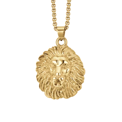 COLLANA UOMO IN ACCIAIO GOLD TESTA DI LEONE - immagine 2