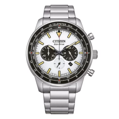 Cronografo Uomo Aviator Eco Drive Bianco Citizen